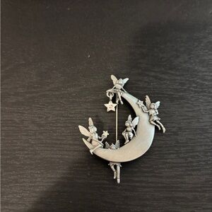 Silver Fairy Moon Pin